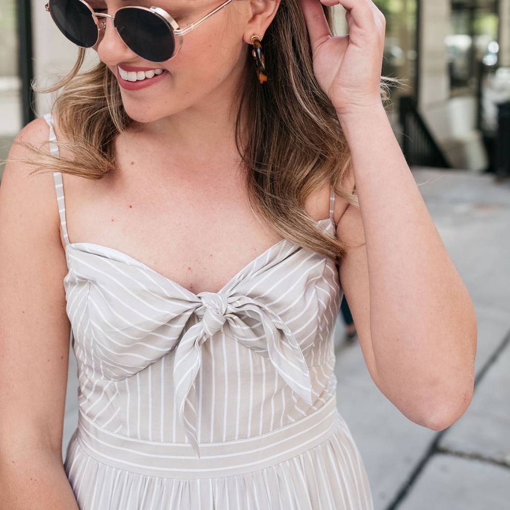 Eliza J Cream Striped Dress - Picture 3 of 5